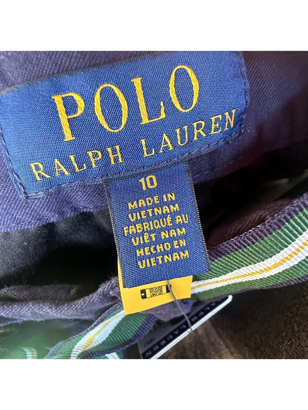 Polo Ralph Lauren Navy Blue Boys' Pants with Striped Belt Size 10 NWT